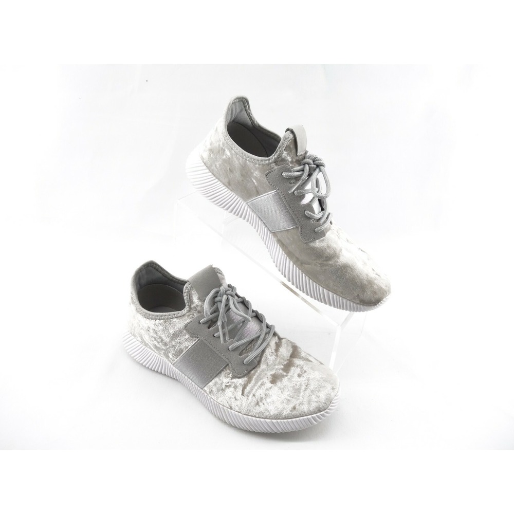 Liliana Geezy-3 Women's SZ 9 Gray Velvet Lace Up Low Top Jogger Sneaker
